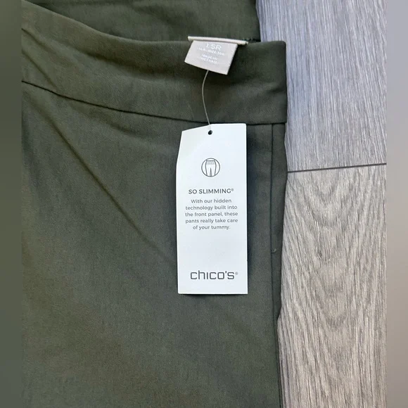 Chico's Olive Green Slimming Trousers Pants - Picture 4 of 12